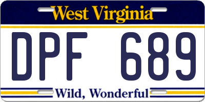 WV license plate DPF689