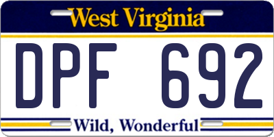 WV license plate DPF692