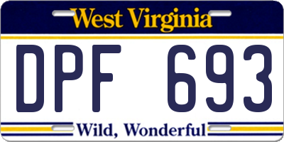 WV license plate DPF693
