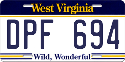 WV license plate DPF694