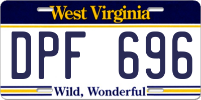 WV license plate DPF696