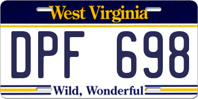 WV license plate DPF698