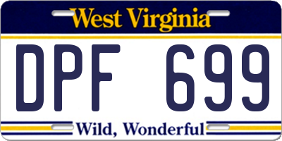 WV license plate DPF699
