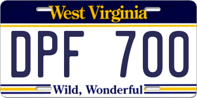 WV license plate DPF700