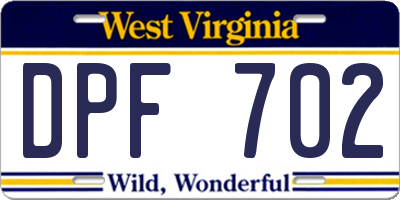 WV license plate DPF702
