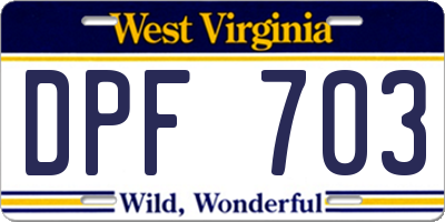 WV license plate DPF703
