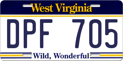 WV license plate DPF705