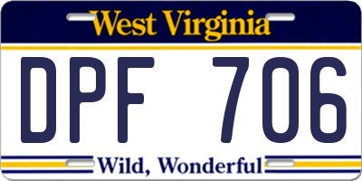 WV license plate DPF706