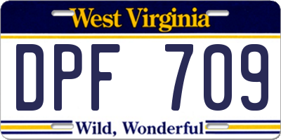 WV license plate DPF709