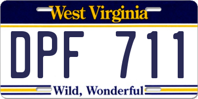 WV license plate DPF711