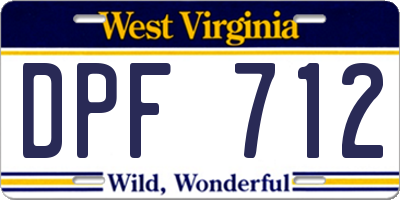 WV license plate DPF712