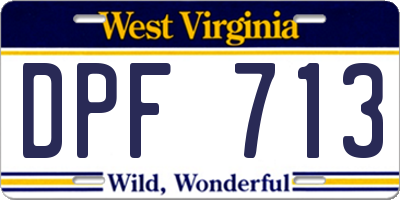 WV license plate DPF713