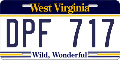 WV license plate DPF717