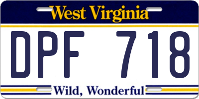 WV license plate DPF718