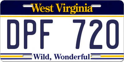 WV license plate DPF720