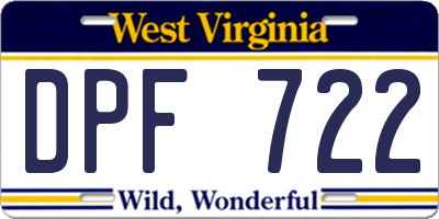 WV license plate DPF722