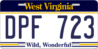 WV license plate DPF723