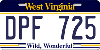 WV license plate DPF725