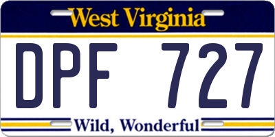 WV license plate DPF727