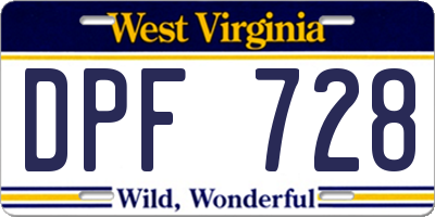 WV license plate DPF728