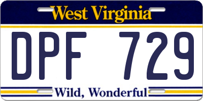 WV license plate DPF729