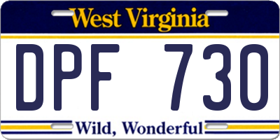 WV license plate DPF730