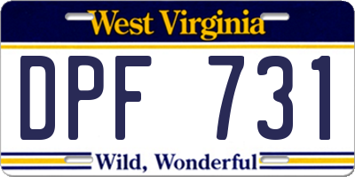 WV license plate DPF731