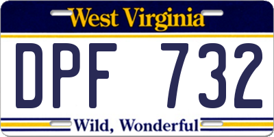 WV license plate DPF732