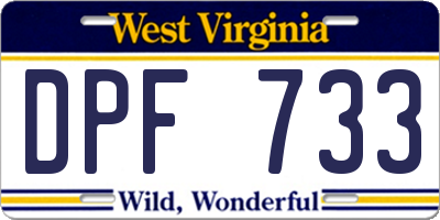 WV license plate DPF733