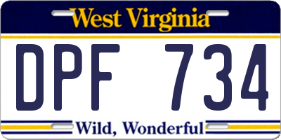 WV license plate DPF734
