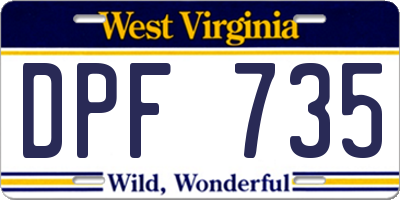 WV license plate DPF735