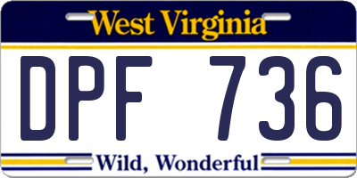 WV license plate DPF736