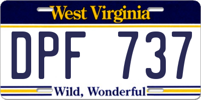 WV license plate DPF737