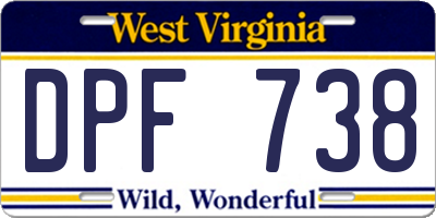 WV license plate DPF738