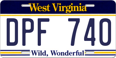 WV license plate DPF740