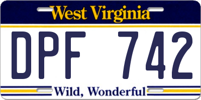 WV license plate DPF742