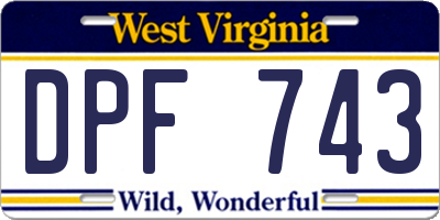 WV license plate DPF743