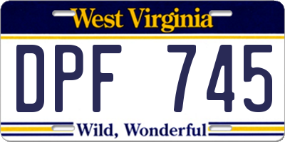 WV license plate DPF745
