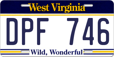 WV license plate DPF746