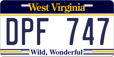 WV license plate DPF747