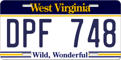 WV license plate DPF748