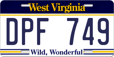WV license plate DPF749