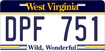 WV license plate DPF751