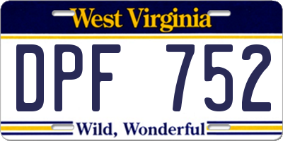 WV license plate DPF752