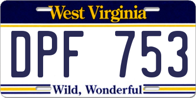 WV license plate DPF753