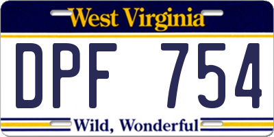 WV license plate DPF754
