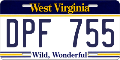 WV license plate DPF755