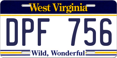 WV license plate DPF756