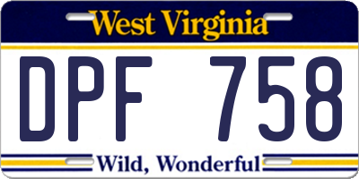 WV license plate DPF758