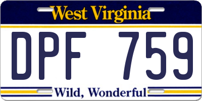 WV license plate DPF759